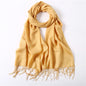 Écharpe tendance pour femme, couleur unie, hijab d'hiver, pompons, long châle, style cachemire, pashmina, bandana
