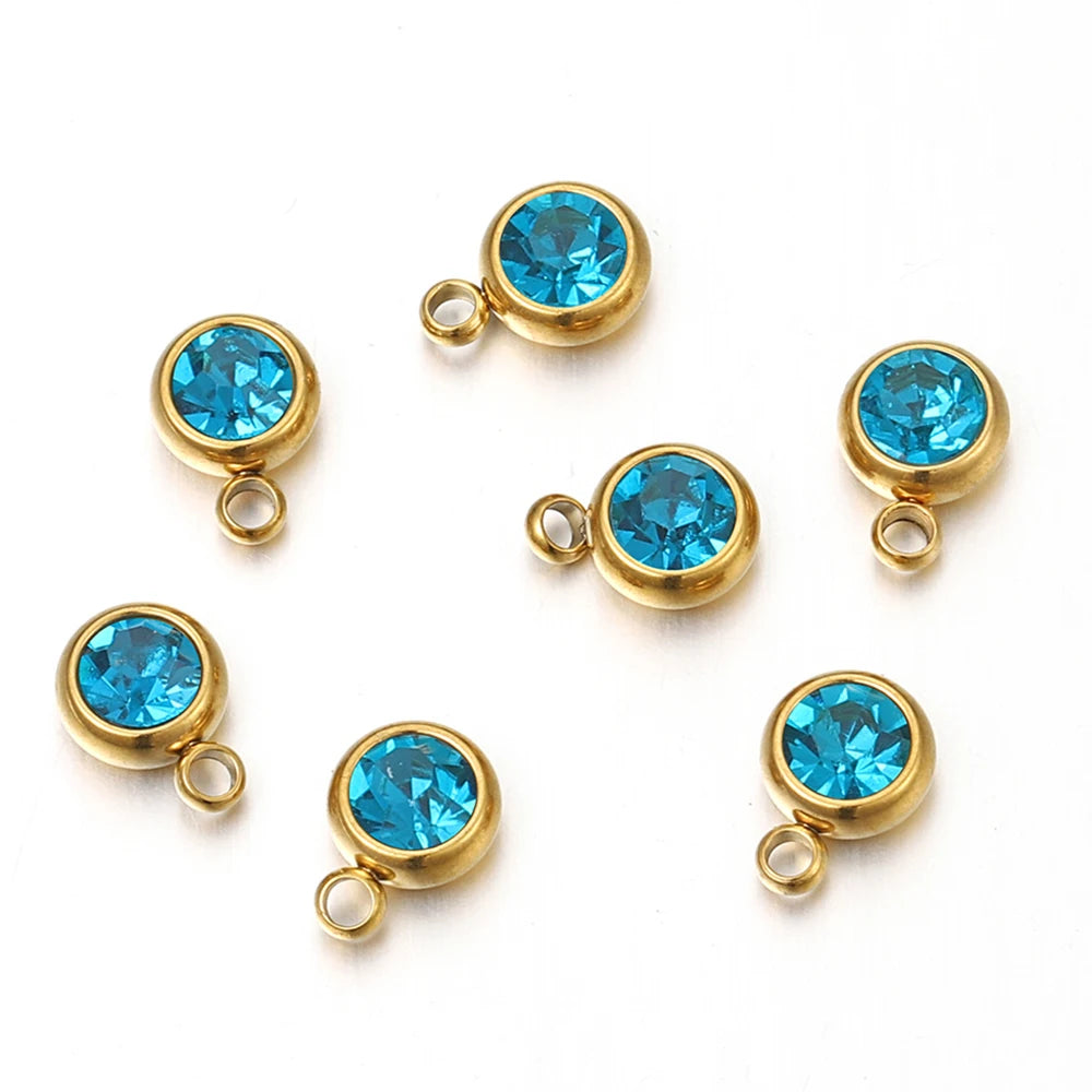 Lot de 20 breloques en acier inoxydable avec strass transparents et cristaux transparents pour la fabrication de bijoux, colliers, bracelets et autres accessoires.