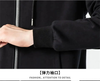 2025 ZERO skateboard logo men's new solid color zipper hooded long sleeved jacket Harajuku casual sportswear hooded pullover