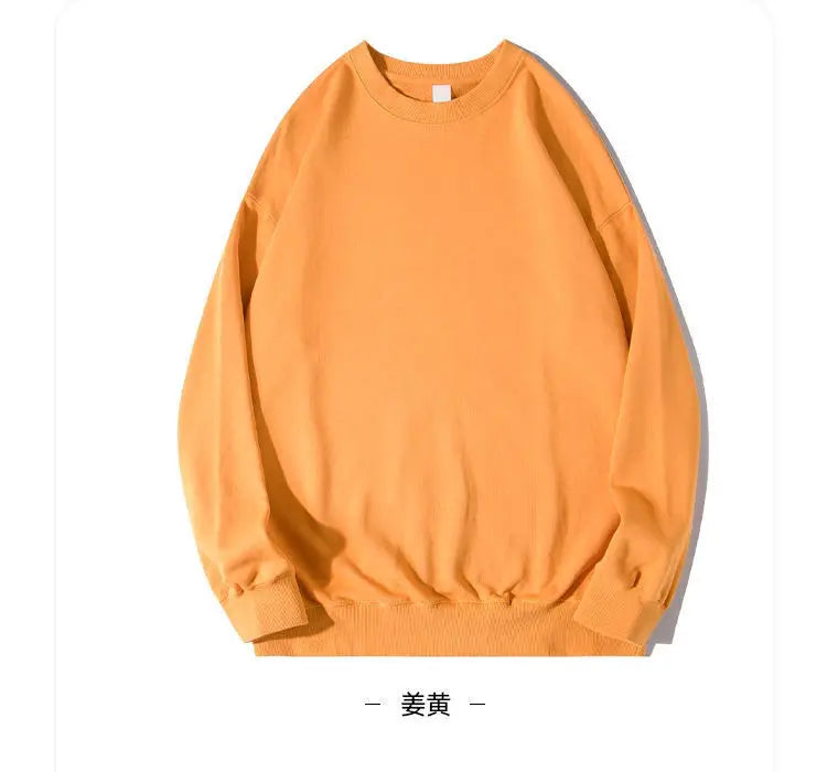 Autumn Sweatshirt Fashion Matcha Green 420g Heavy Round Neck Sweater Men's Solid Color Top Streetwear Women