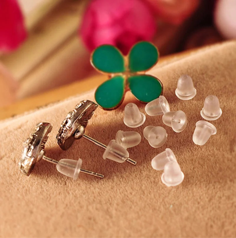 Lot de 500/2000 bouchons d'oreilles en silicone transparents, anti-chute, accessoires pour boucles d'oreilles