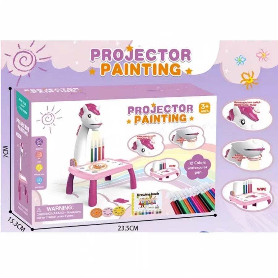 Planche à dessin de projection licorne pour enfants, 1 pièce, planche à dessin pour l'éveil de la petite enfance, peinture, graffiti, jouets pour tout-petits