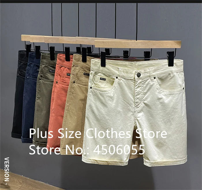 Cotton Shorts Men Summer Plus Size 46 44 42 40 Loose Thin Stretched Black Beige Students Blue Casual Half Trousers Streetwear