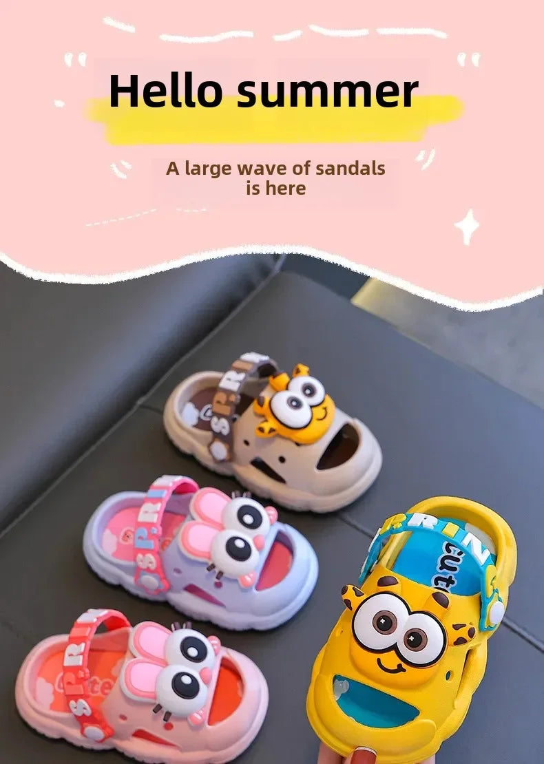 Sandales d'été mignonnes pour enfants, pantoufles confortables antidérapantes pour intérieur et extérieur, pour la plage et la maison, chaussures à enfiler pour garçons et filles