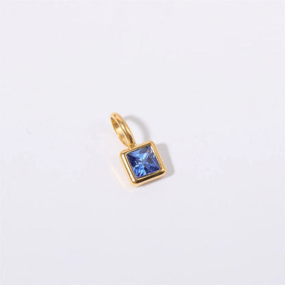 Nouveautés en acier inoxydable, breloques avec 12 pierres de naissance pour femmes et filles, pendentifs carrés colorés à la mode, accessoires de bijoux DIY