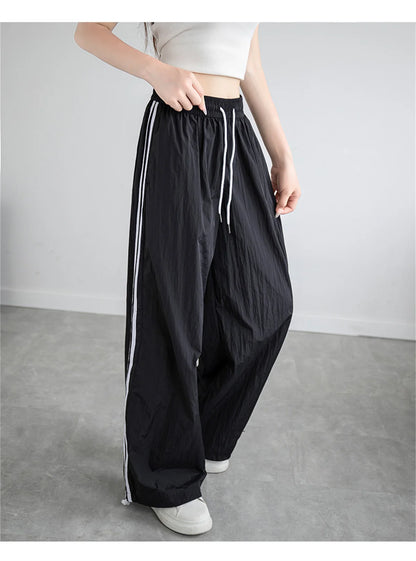Pantalon ample taille haute pour femme, style streetwear, style hip-hop, décontracté, avec cordon de serrage, collection 2025