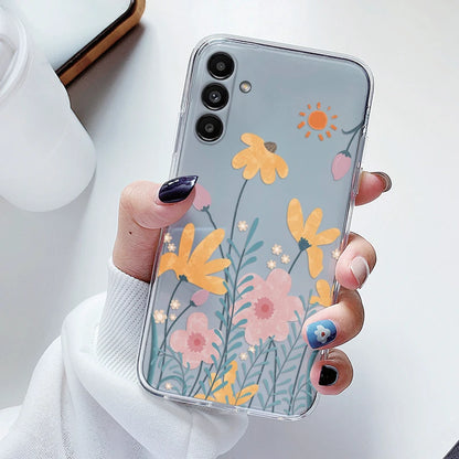 For Samsung Galaxy S23 FE Case Flowers Soft Silicone Back Case for Samsung S 23 FE Phone Cover S 23FE Coque Funda Transparent