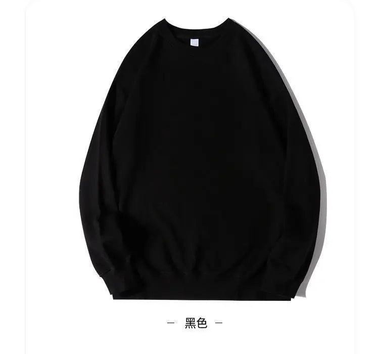 Autumn Sweatshirt Fashion Matcha Green 420g Heavy Round Neck Sweater Men's Solid Color Top Streetwear Women