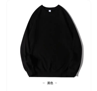 Autumn Sweatshirt Fashion Matcha Green 420g Heavy Round Neck Sweater Men's Solid Color Top Streetwear Women