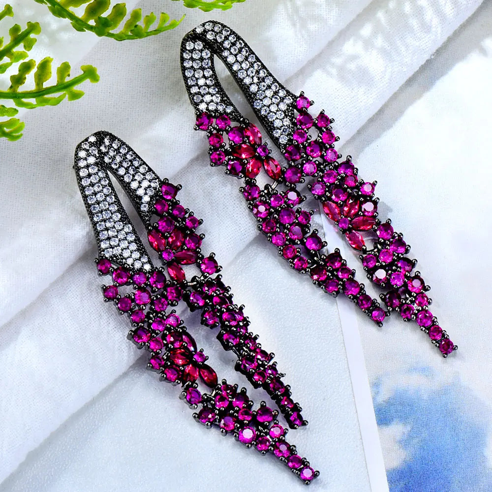 GODKI New Trendy Blue Drop Earrings For Women Wedding Party Indian Dubai Bridal Jewelry boucle d'oreille femme Gift 2022
