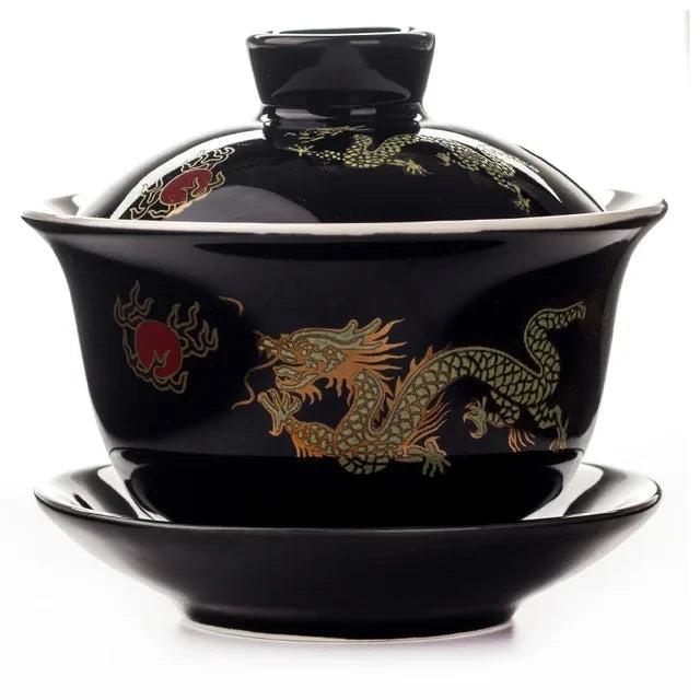 Ceramic Gaiwan Teaware,gai wan bowl large white porcelain Zisha cup Kung Fu teacup hand-painted tea bowl tea set heat-resistant