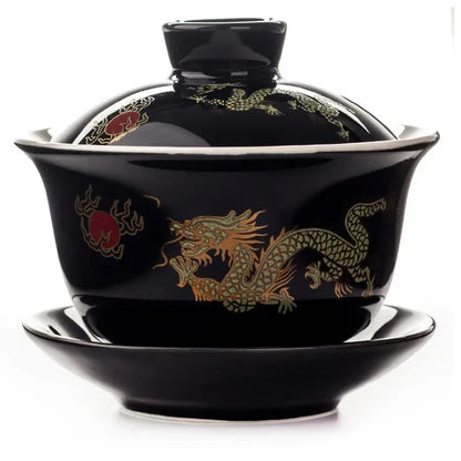 Ceramic Gaiwan Teaware,gai wan bowl large white porcelain Zisha cup Kung Fu teacup hand-painted tea bowl tea set heat-resistant