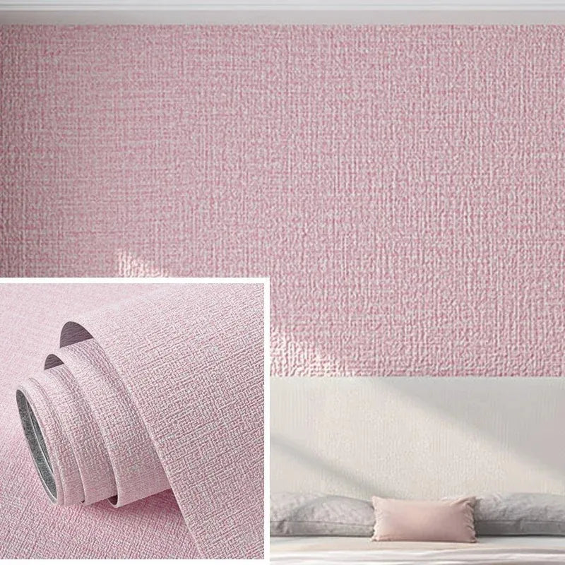 Papier peint autocollant 3D en mousse de lin, 50 cm x 10 m, couleur unie, épais, imperméable, pour rénovation murale