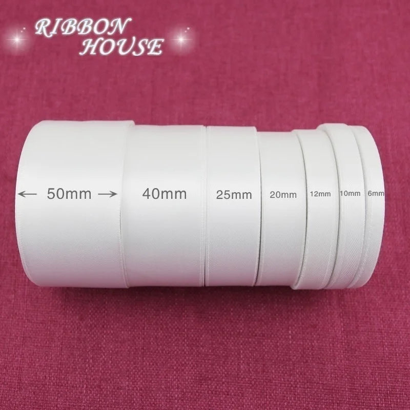 (25 yards/roll) White Single Face Satin Ribbon Wholesale Gift Wrapping Christmas ribbons