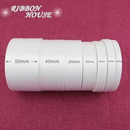 (25 yards/roll) White Single Face Satin Ribbon Wholesale Gift Wrapping Christmas ribbons