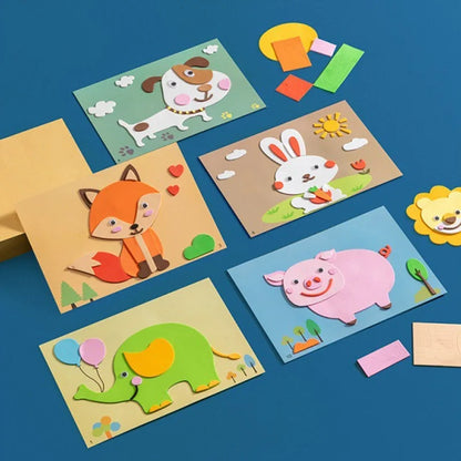 12 Pcs/Set 3D EVA Foam Handmade Sticker Cartoon Animal Vehicle Style DIY Stickers for Kindergarten Kids Gift