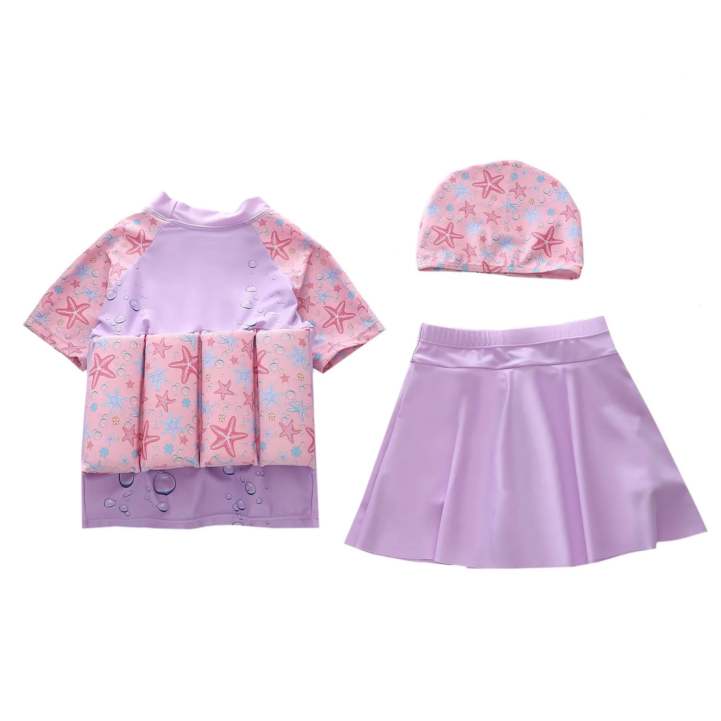 Ircomll New Kids Floatation Swimsuits Toddler Girl's 3 Piece Swimsuits Children Princess Buoyancy Swimwear Kids Beach Swimsuit