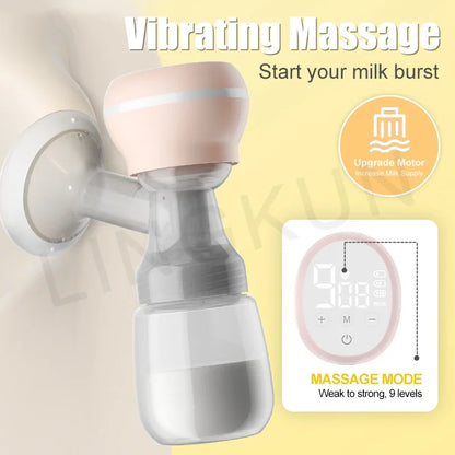 Rechargable Breast Pump Low Noise Electric Milk Puller Automatic Milker Comfort Breastfeeding Postpartum Care 180ML Milk Bottle