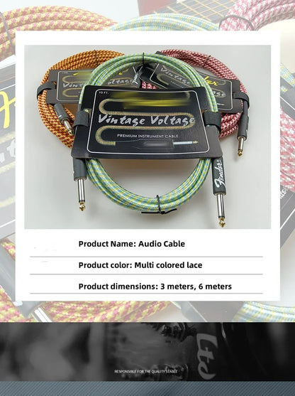 6/3M Electric Guitar Cable Wire Connection Cable Audio Cable Guitar & Bass String Instrument Accessories Parts Color Random