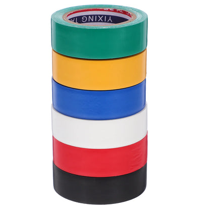 6 Rolls Insulation Tape Electrician Tape Colored Electrical Assortment Wire Protection Tapes Car Wiring Harness PVC Adhesive