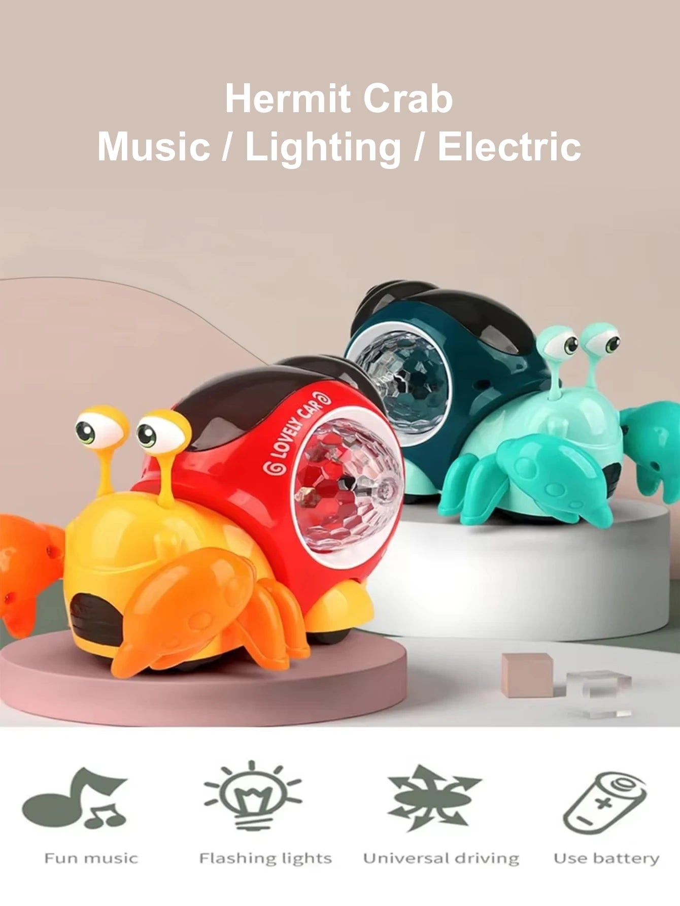 Children's electric universal snail hermit crab light music detachable electric puzzle early education toy without battery
