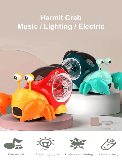 Children's electric universal snail hermit crab light music detachable electric puzzle early education toy without battery