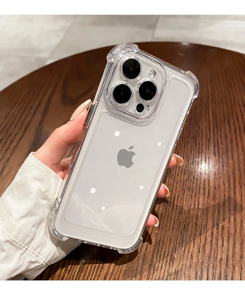 Luxury Clear Shockproof Phone Case For iPhone 15 14 13 12 11 Pro Max X XR XS Max 7 8 15 Plus Transparent Bumper Soft Cases Cover