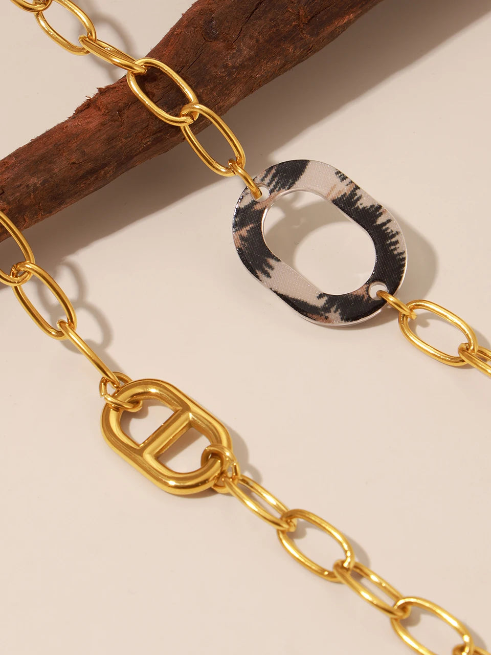 Stainless Steel Long Necklace For Women 18k Gold Plated Women's Sweater Chain Necklaces Woman Leopard Print Jewelry Accessories