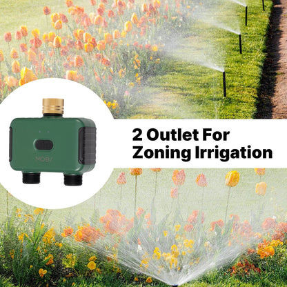 MOES Tuya Smart ZigBee 2-Outlet Water Timer Brass lnlet Sprinkler with Filter Programmable Irrigation Work With Alexa GoogleHome