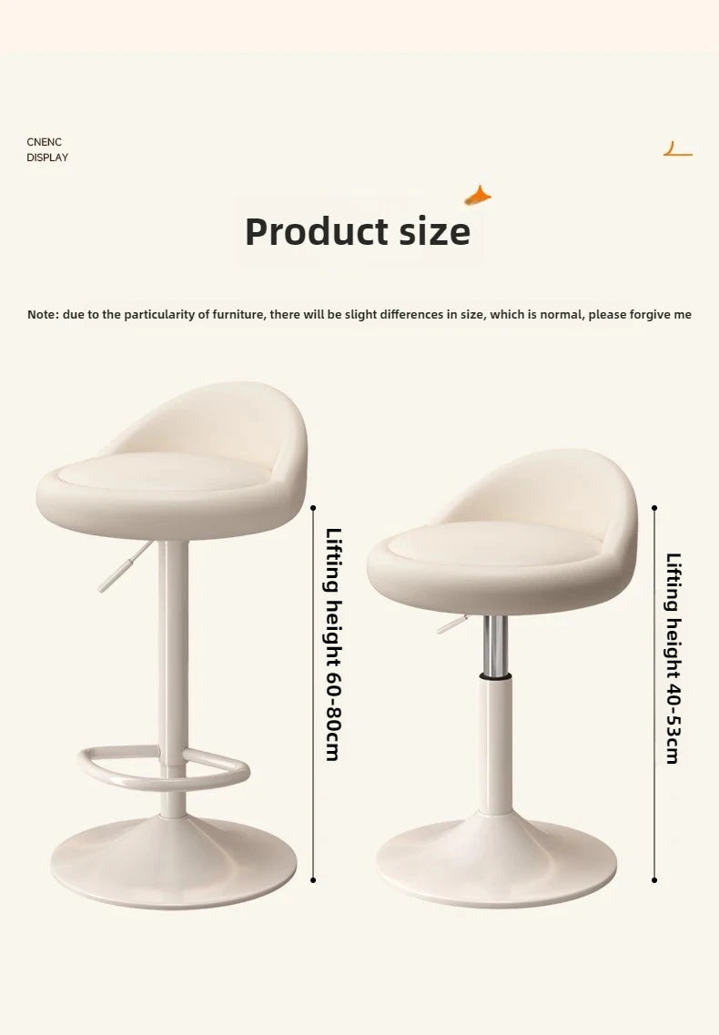 Minimalist Modern Home Elevated Foot Stool Adjustable Backrest Seat Creamy Milk Tea Shop Dining Stool Kitchen Island Seat
