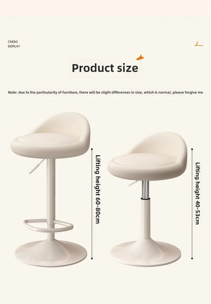 Minimalist Modern Home Elevated Foot Stool Adjustable Backrest Seat Creamy Milk Tea Shop Dining Stool Kitchen Island Seat