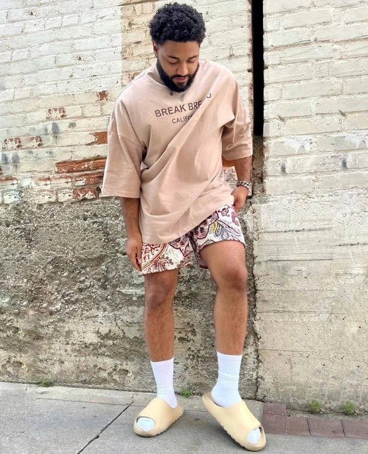 2024Summer New Digital Printing American Sports Casual Shorts Mesh Breathable and Loose Men's Short Shorts