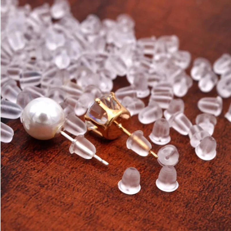 Lot de 500/2000 bouchons d'oreilles en silicone transparents, anti-chute, accessoires pour boucles d'oreilles