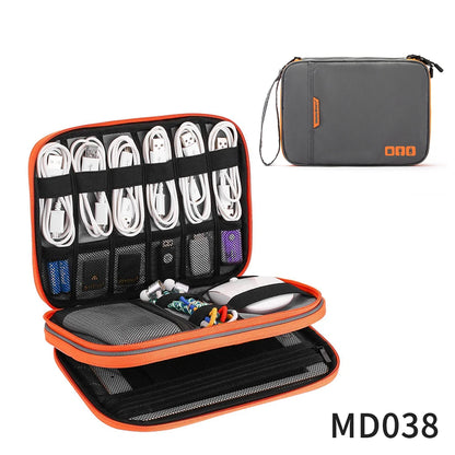 Organiseur électronique, organiseur de câbles de voyage, sac double couche pour accessoires électroniques, pour tablette 7,9", clé USB, cordons, noir