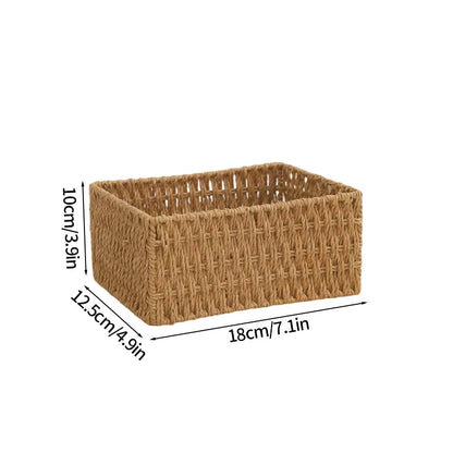 Boîte de rangement tissée à la main Grand panier Rangement de vêtements tissés Cuisine Chambre Salon Vêtements Épicerie Articles divers Organisateur