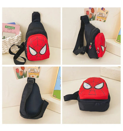 Sac bandoulière Marvel Spiderman pour enfants, sac de rangement réglable, sac à bandoulière Kawaii imprimé BD, sac de voyage léger, cadeau
