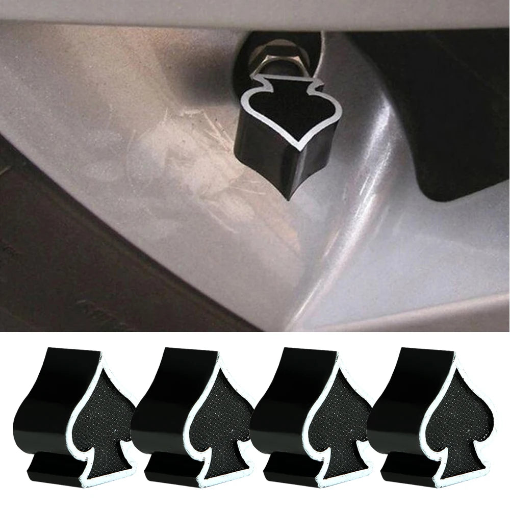 Lot de 4 bouchons de valve de pneu élégants en forme de pelle pour voiture, camion, moto, vélo