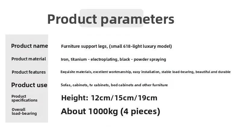 Pieds de meubles minimalistes modernes, cadres en fer, pieds de support pour meuble TV, accessoires robustes et stables, élégants et fiables