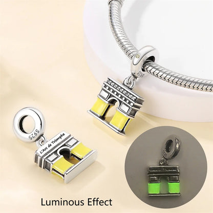 925 Sterling Silver Spots Series Charm Eiffel Tower Egypt Charms Pendant Fit MULA Original Sliver Bracelets DIY Jewelry Gifts