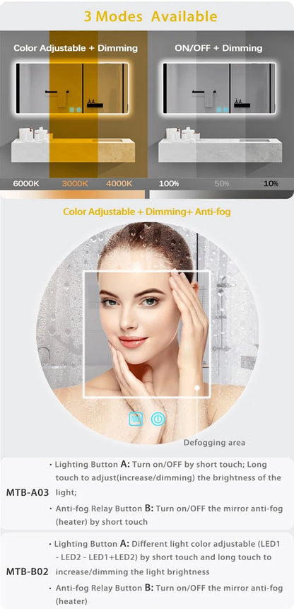 Bathroom mirror touch dimming double touch defogging capacitive touch sensor switch