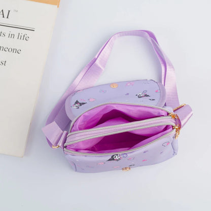 Cartoon Kuromi Hellokitty Flip Shoulder Bag Cute Fashion Cinnamoroll Storage Shoulder Bag Wallet Children's Girls Birthday Gifts