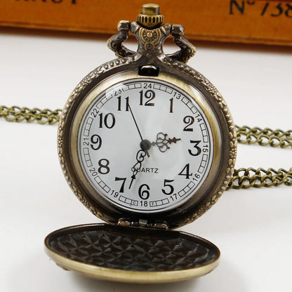 Vintage Bronze Quartz Steampunk Watch 3D Car Truck Pattern Pocket Watch Men FOB Chain Necklace Pendant Clock Gifts