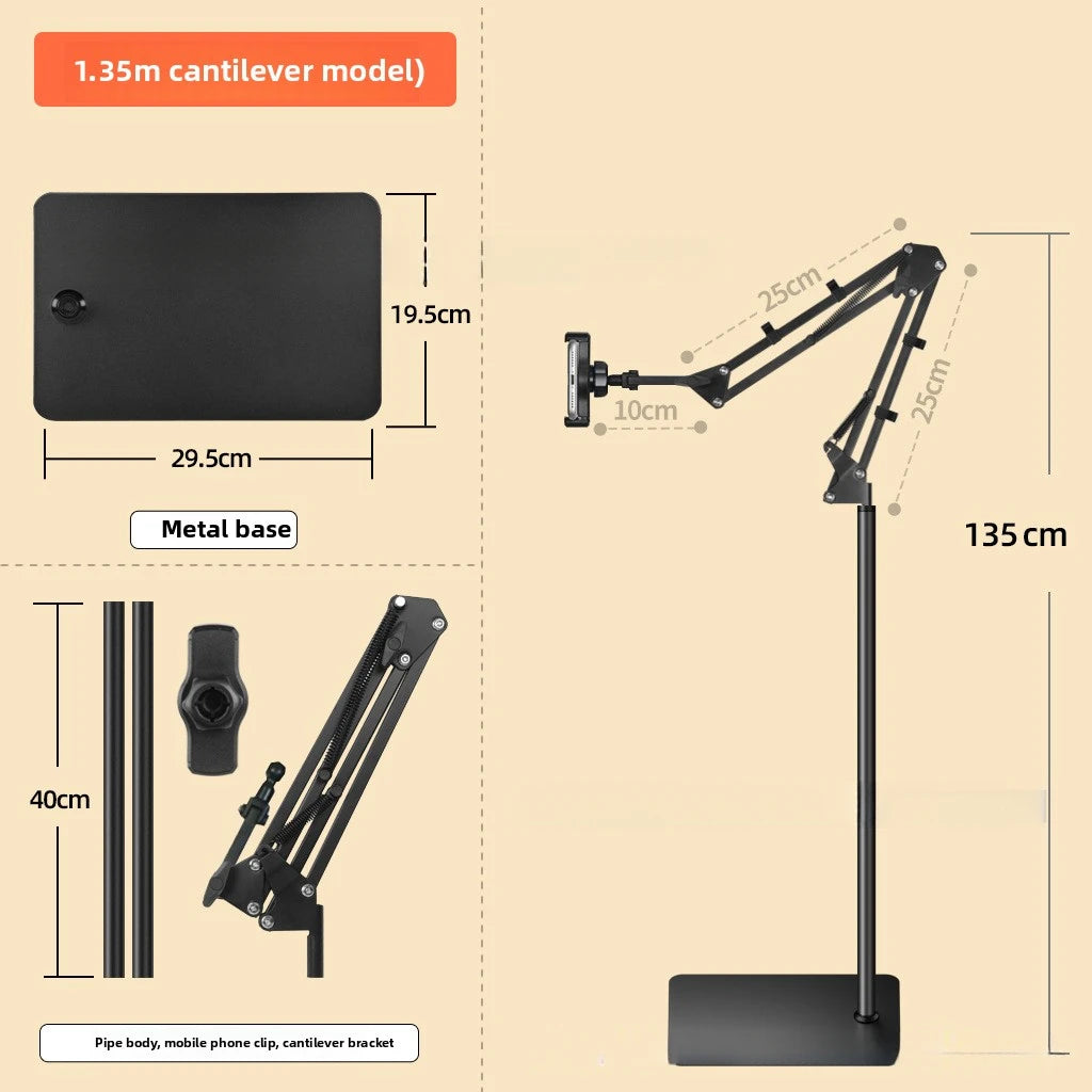 Phone Live Streaming Stand Desktop Multifunctional Overhead Shooting  Floor Tripod with Fill Light for Selfie and Video Shooting