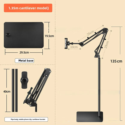 Phone Live Streaming Stand Desktop Multifunctional Overhead Shooting  Floor Tripod with Fill Light for Selfie and Video Shooting