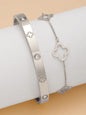1 Set Fashion Light Luxury Stainless Steel Four Leaf Flower Bracelet, Suitable for Women Daily and Party Wear Gift for Friends