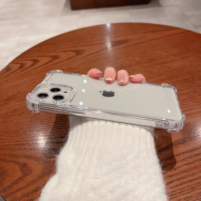 Luxury Clear Shockproof Phone Case For iPhone 15 14 13 12 11 Pro Max X XR XS Max 7 8 15 Plus Transparent Bumper Soft Cases Cover
