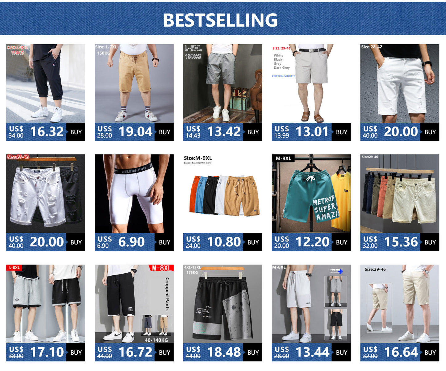 Cotton Shorts Men Summer Plus Size 46 44 42 40 Loose Thin Stretched Black Beige Students Blue Casual Half Trousers Streetwear