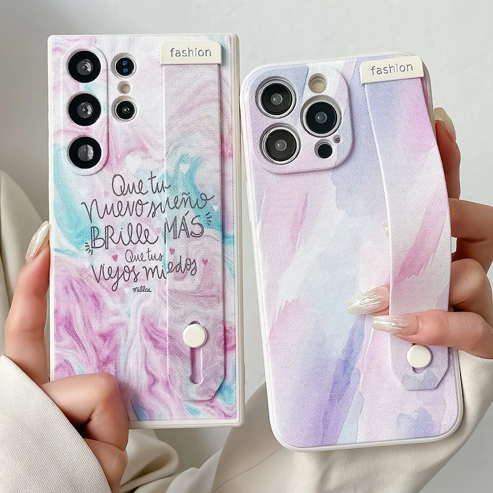 SoCouple Wrist Strap Case For iPhone 11 Case For iPhone 14 13 12 15 Pro Max X XR XS 8 7 Plus SE Gradient Soft Phone Holder Cover