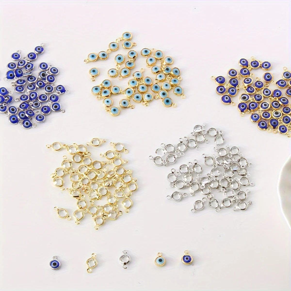 Lot de 40 pendentifs œil en verre transparent pour fabrication de bracelets, chaînes de pied, de taille et de colliers