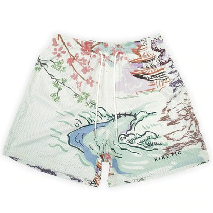 2024Summer New Digital Printing American Sports Casual Shorts Mesh Breathable and Loose Men's Short Shorts